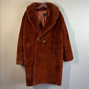 Cliche Womens Faux Fur Coat in Rust Size XL Mob Wife Old Money